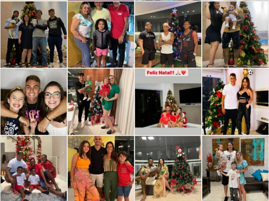 Jogadores do Corinthians e seus familiares durante a noite de Natal