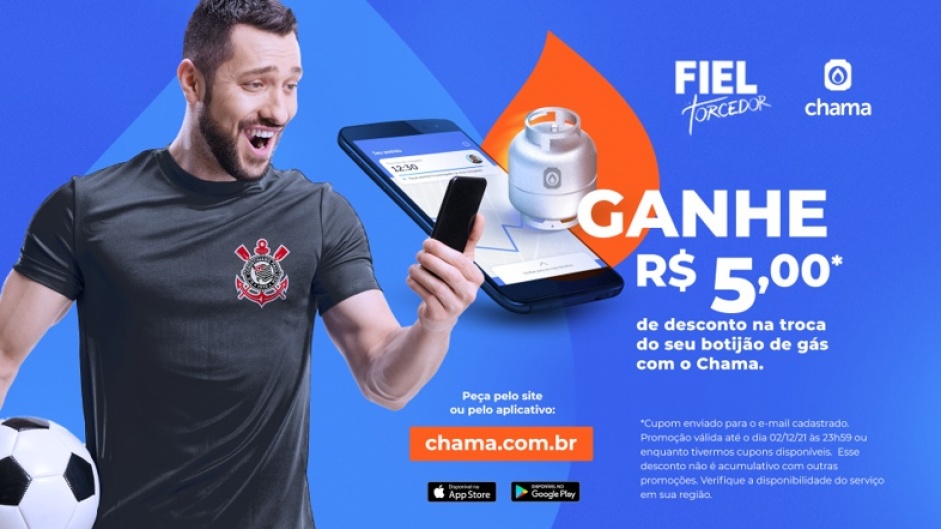 Corinthians fechou parceria com a plataforma "Chama" para desconto de botijo de gs