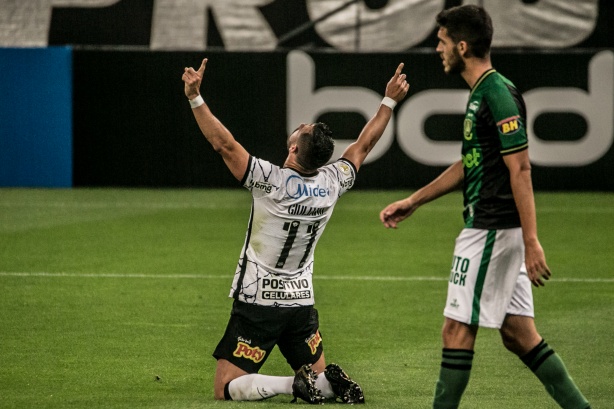 Giuliano marcou o gol de empate do Corinthians diante do Am�rica-MG