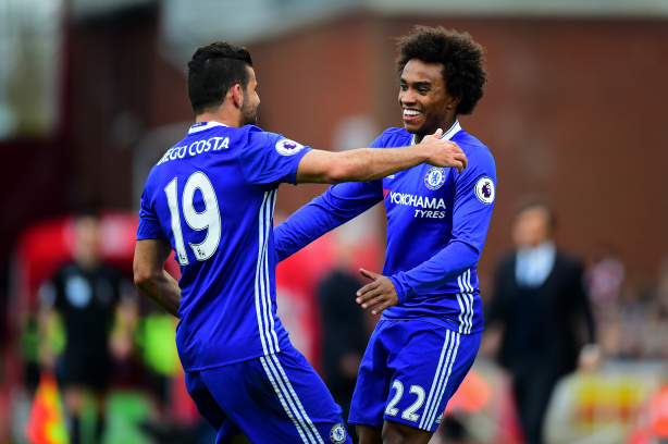 Willian e Diego Costa foram companheiros de equipe no Chelsea, da Inglaterra