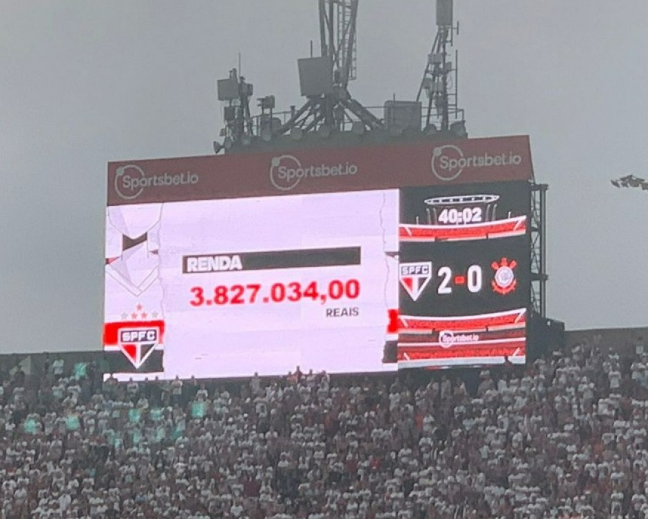 Corinthians teve direito a 50% da renda lquida da partida