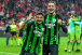 Jogadores do Am�rica-MG comemorando classifica��o na Copa do Brasil