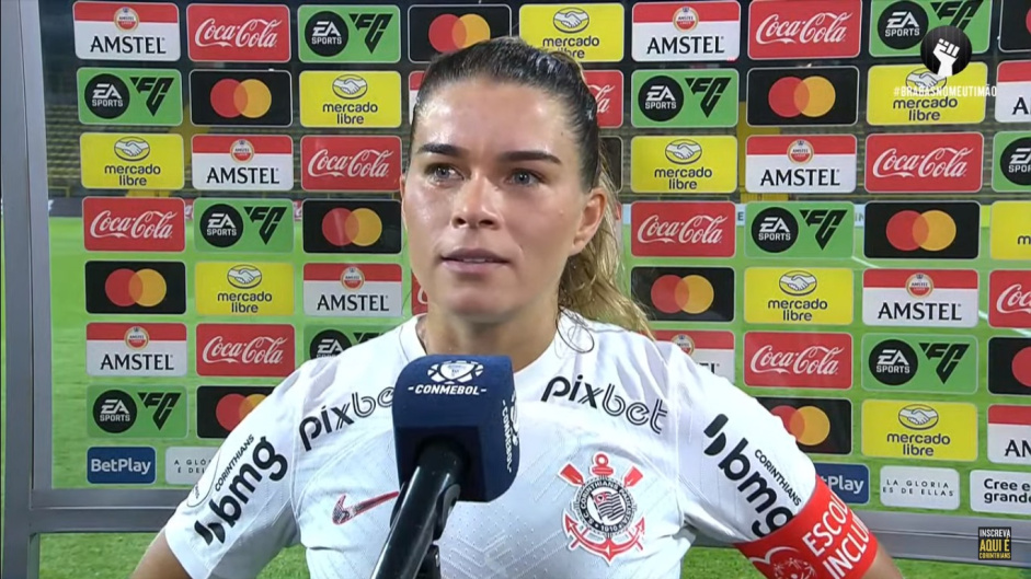 Tamires analisa goleada do Corinthians na Libertadores Feminina e parabeniza companheiras