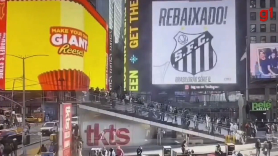 Corinthianos exibiram vdeo do rebaixamento do Santos na Times Square