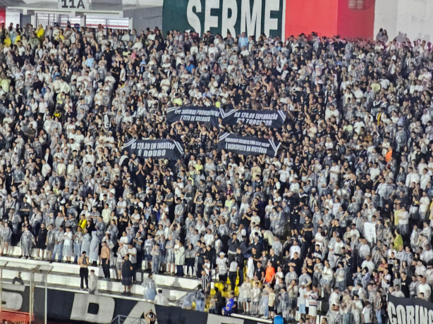 Torcida do Corinthians protesta contra preço de ingressos em partida contra o Botafogo