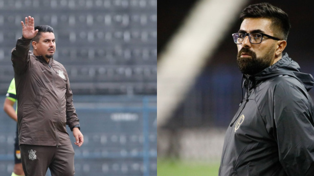 Edu Vergueiro (� esquerda) e Raphael Laruccia (� direita) s�o os t�cnicos do Corinthians Sub-15 e 17, respectivamente