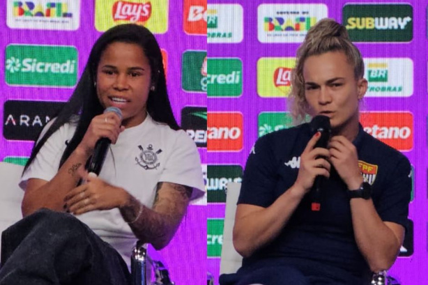 Vic Albuquerque e Marianna Batalha falaram durante a coletiva pr�-final do Estadual