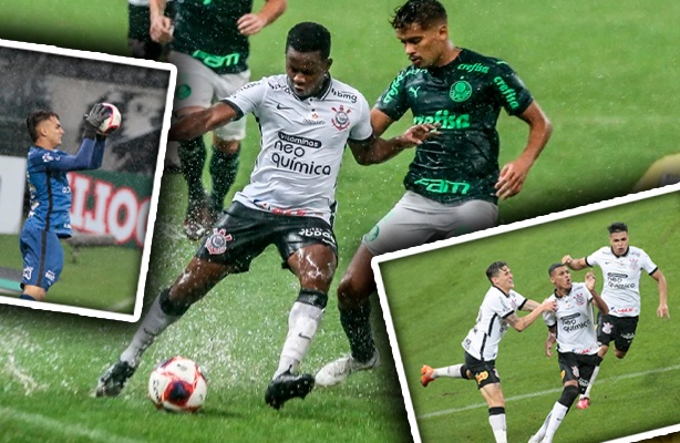 Corinthians inicia mal, mas chuva muda rumo do Dérbi | Garotos brilham