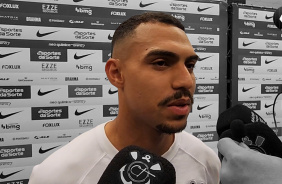 Matheuzinho comenta sobre gol pelo Corinthians, cobran�a interna e decis�o contra o Flamengo