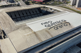 V�DEO: Veja como est� a limpeza do teto e do Setor Sul ap�s retirada das cadeiras na Neo Qu�mica Arena