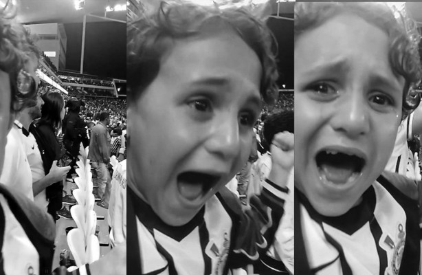 Garoto de 7 anos chora ao gritar ' campeo' na Arena Corinthians